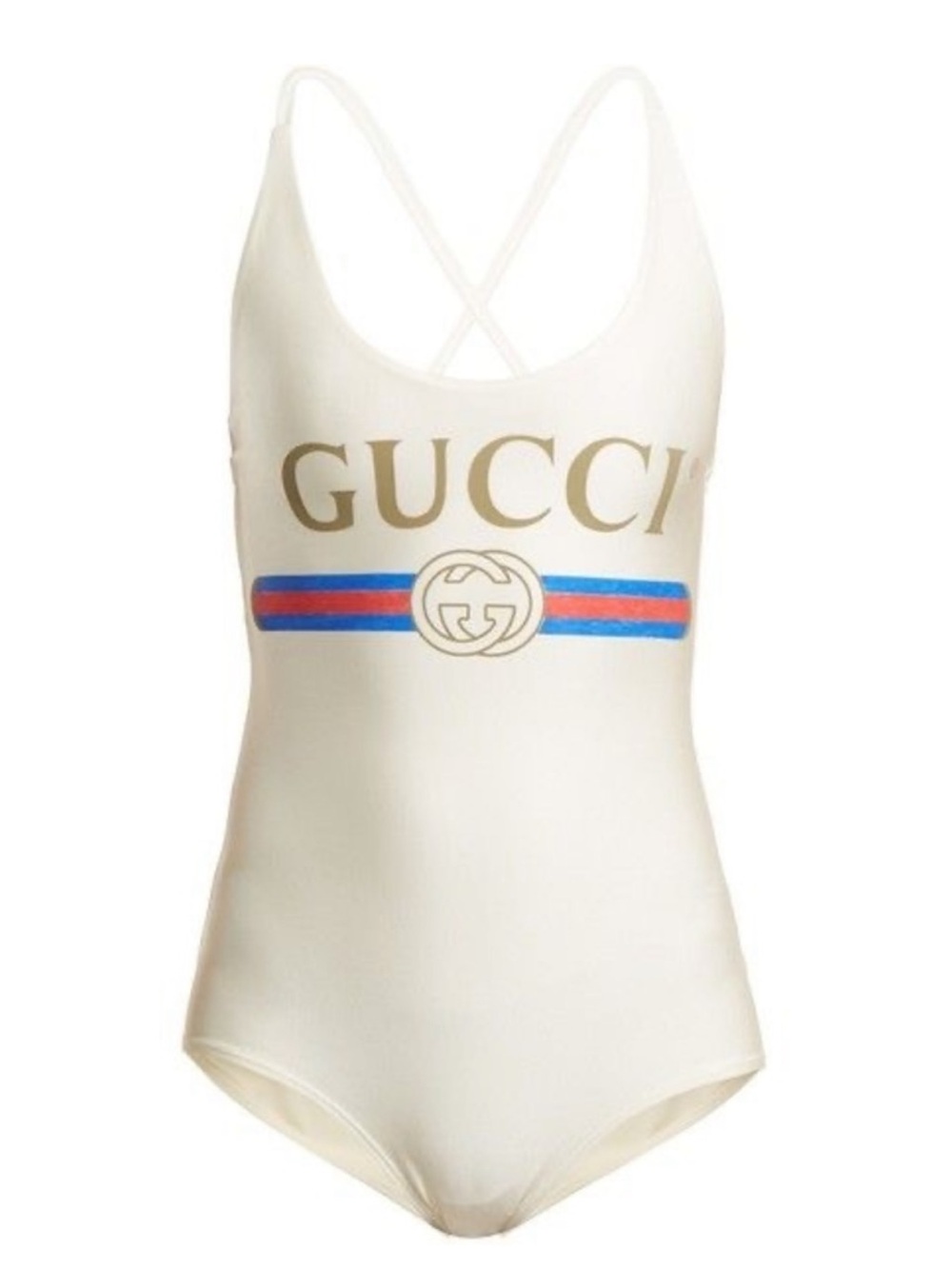 NWT Gucci one piece swim in SPARKLING LYCRA W/GUCCI PRNT